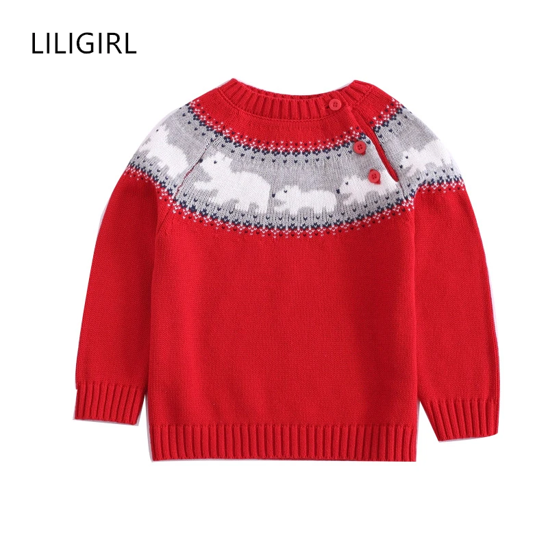 

2018 Children's Christmas Fawn Kint Sweater Jacket for Baby Girls Pullover Tops Clothes and Boys Cartoon Embroidery Sweater Coat