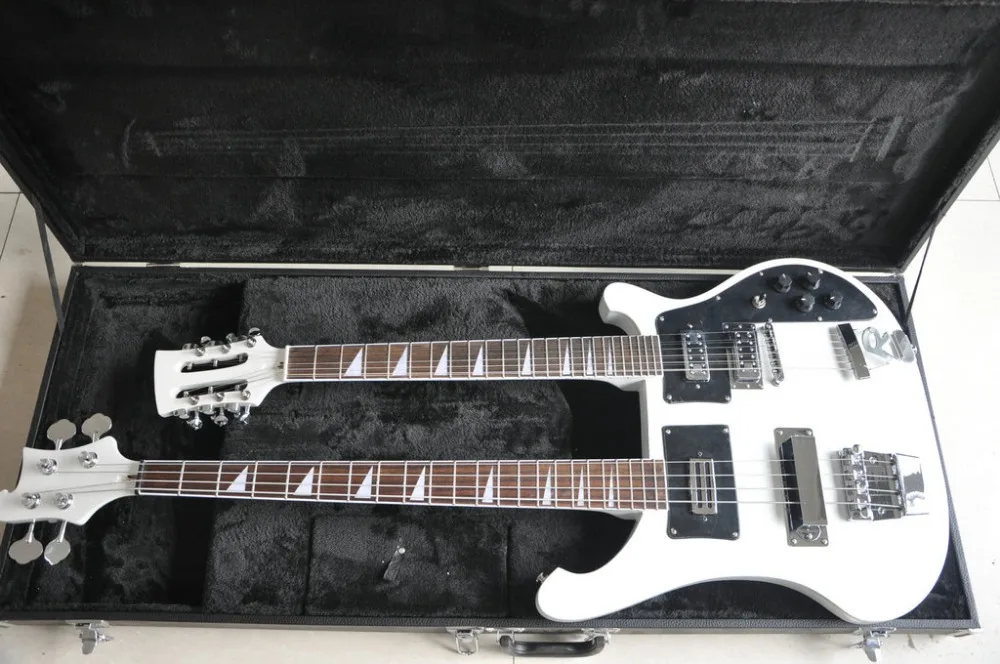double neck 4 string 4003 BASS GUITAR and 12 elctric guitar color can custom big R bridge with free shipping | Спорт и развлечения