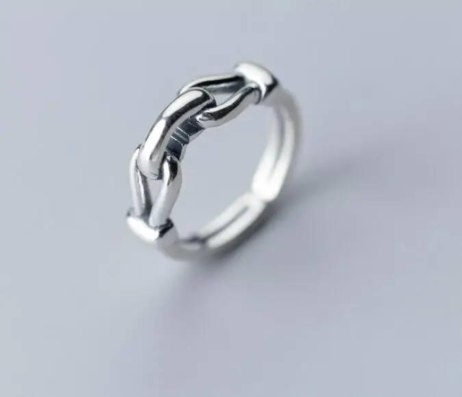 Ретро Винтаж Аутентичные REAL.925 серебро ювелирные украшения витая пряжка кольцо GTLJ1511
