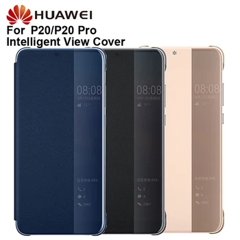 

Original Huawei Smart Phone Case Clear View Cover Flip Case For Huawei P20 P20 Pro Housing Sleep Function intelligent Phone Case