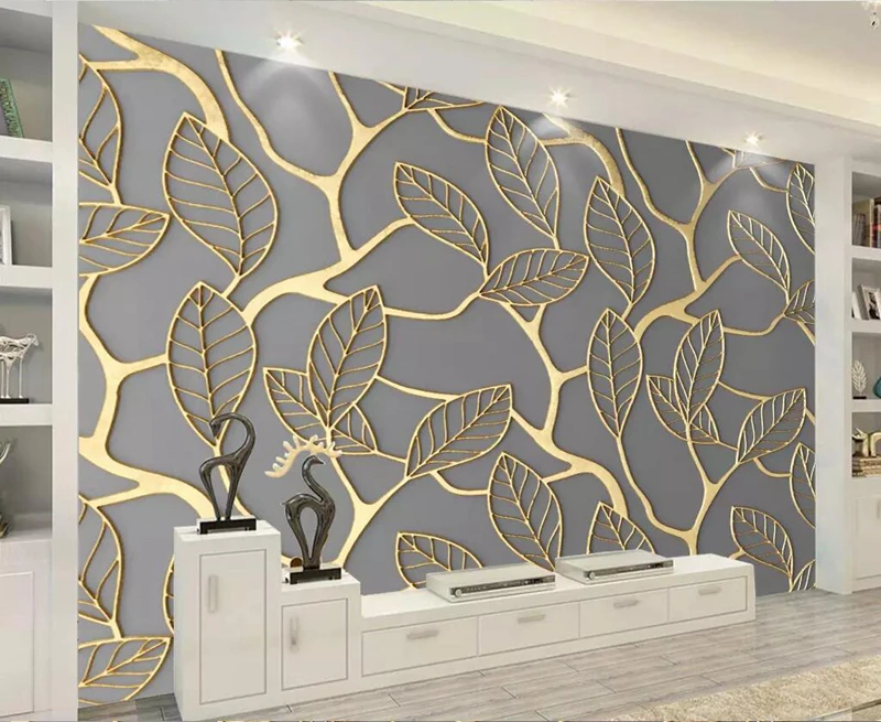 Custom 3d Photo Wallpapers Abstract Home Background Wall Mural Gold Watercolor Forest Wall Painting Living Room Sofa Wall Papers Wallpapers Aliexpress