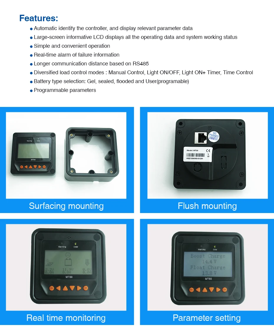 Дистанционный измеритель MT-50 дисплея для EPever EPsolar MPPT контроллер солнечного заряда Tracer-A Tracer-BN TRIRON XTRA View Star-AU BN Series