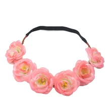 Bohemian Rose Свадебные цветы волос Группа Невеста Венок Цветочные Летние цветочные Корона Тиара волос Горячие Скидки красоты