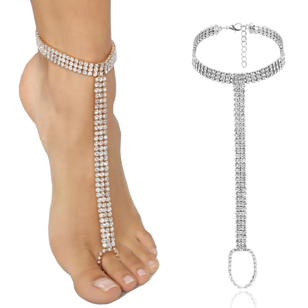 Stonefans Bridal Crystal Anklet Chain Foot Jewlery for Women Charm Rhinestone Multilayer Foot Chain Beach Anklet Toe Christmas Stonefans Bridal Crystal Anklet Chain Foot Jewlery for Women Charm Rhinestone Multilayer Foot Chain Beach Anklet Toe Christmas