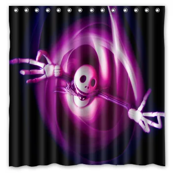 

2016 Hot Sale!The Night Before Christmas Cartoon Skull Background Waterproof Polyester Shower&Bath Curtain( 180X180CM)