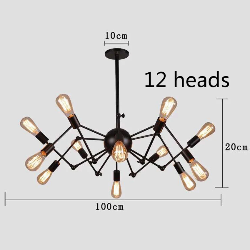 Гладить несколько регулируемые DIY потолочный светильник Паук люстры освещение современный шикарный промышленный обеденный индивидуальный стиль салон - Цвет абажура: 12 Heads