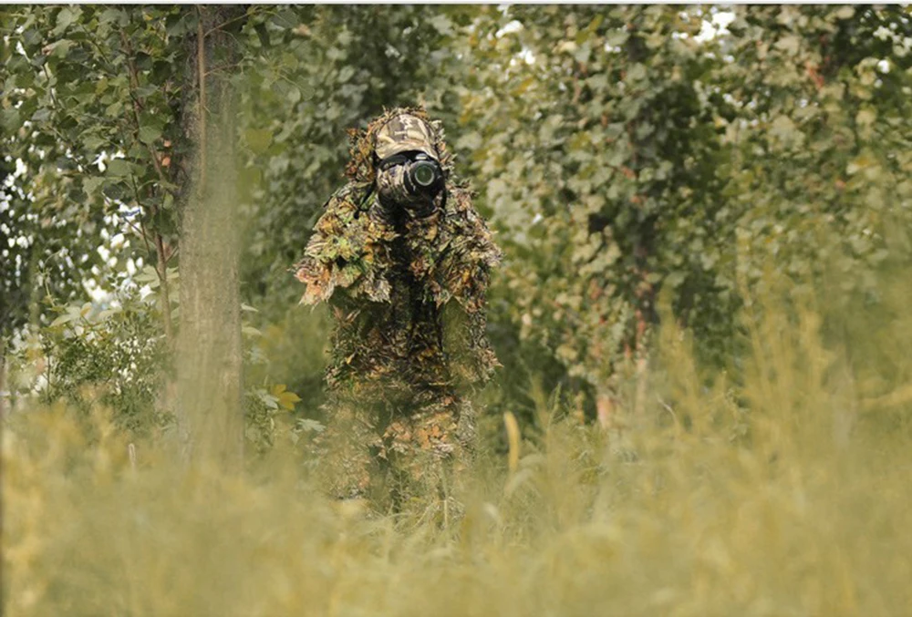 Roupas de Caça Ghillie Terno Camo Biônico Folha Camuflagem Selva Floresta Birdvering Poncho Manteau Durável 3d Mod. 1269030 9 Blind & Carrinho Da Árvore