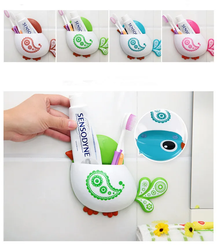 1 قطعة حامل فرشاة الأسنان البلاستيكية الطيور نمط الالتصاق الحمام فرشاة الأسنان تخزين منظم منزلي موافق 0533