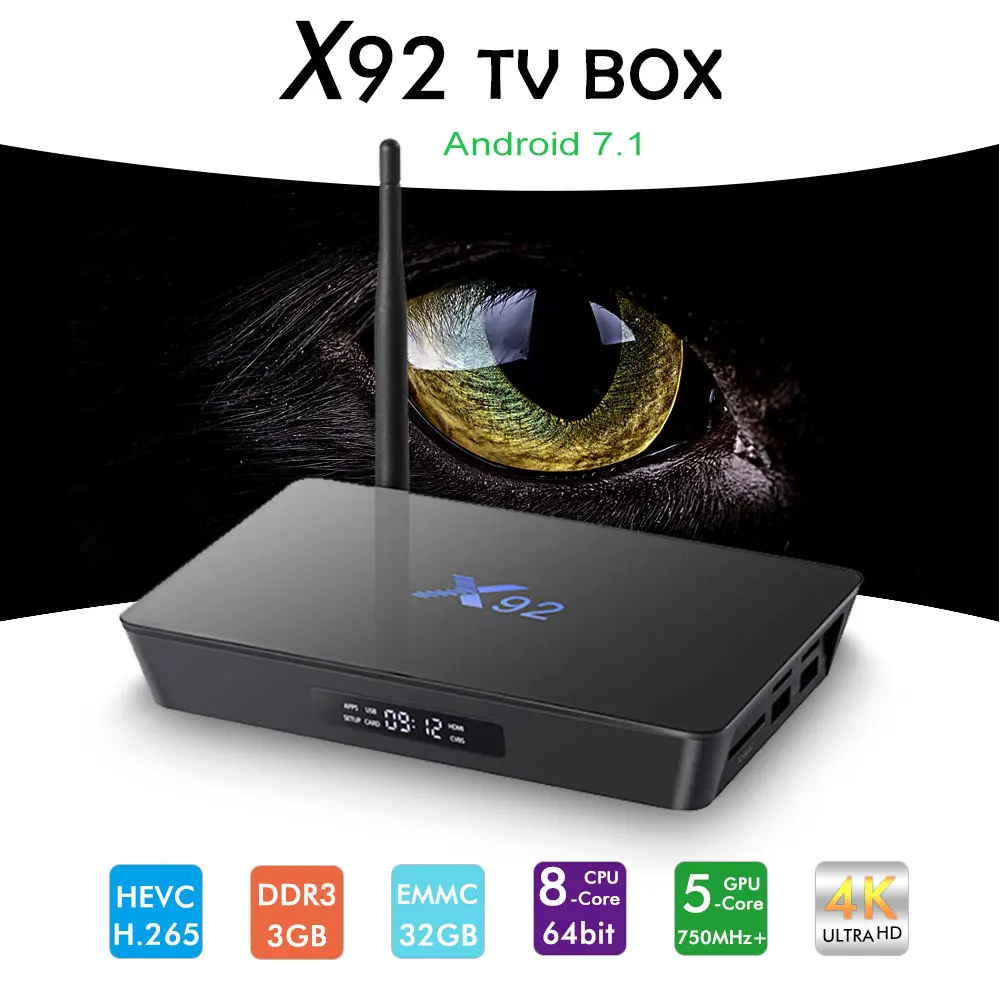 X92 2 ГБ/3 Гб 16 Гб/32 ГБ Смарт медиаплеер Android 7,1 tv Box Amlogic S912 Восьмиядерный KD16.1 двойной Wifi 4K телеприставка