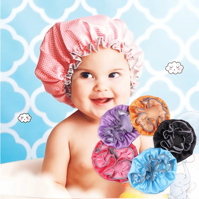 Детская шапочка для душа, Детская Водонепроницаемая эластичная шапочка для ванной, защита для ухода за ребенком, Регулируемый защитный детский головной убор
