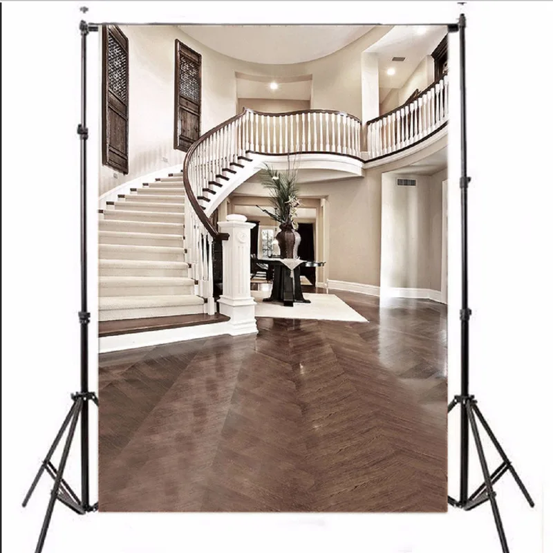 

5X7FT Vinyl Photography Background Interior Staircase Hall Mansion Photographic Backdrop for Studio Photo Props 1.5 x 2.1m