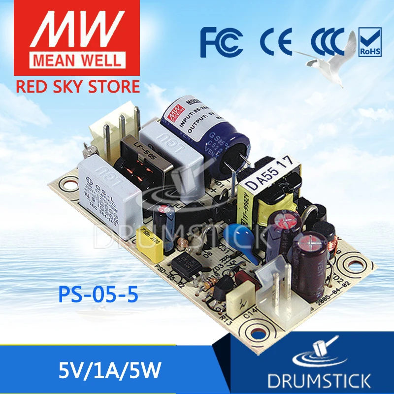 

MEAN WELL PS-05-5 5V 1A meanwell PS-05 5V 5W Single Output Switching Power Supply
