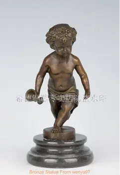 

mei Art Deco Sculpture Lovely Boy Hold Wine Cup Bronze Statue