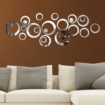 GUIGUIHU DIY Circles Mirror Vinyl Art Mural Wall Sticker