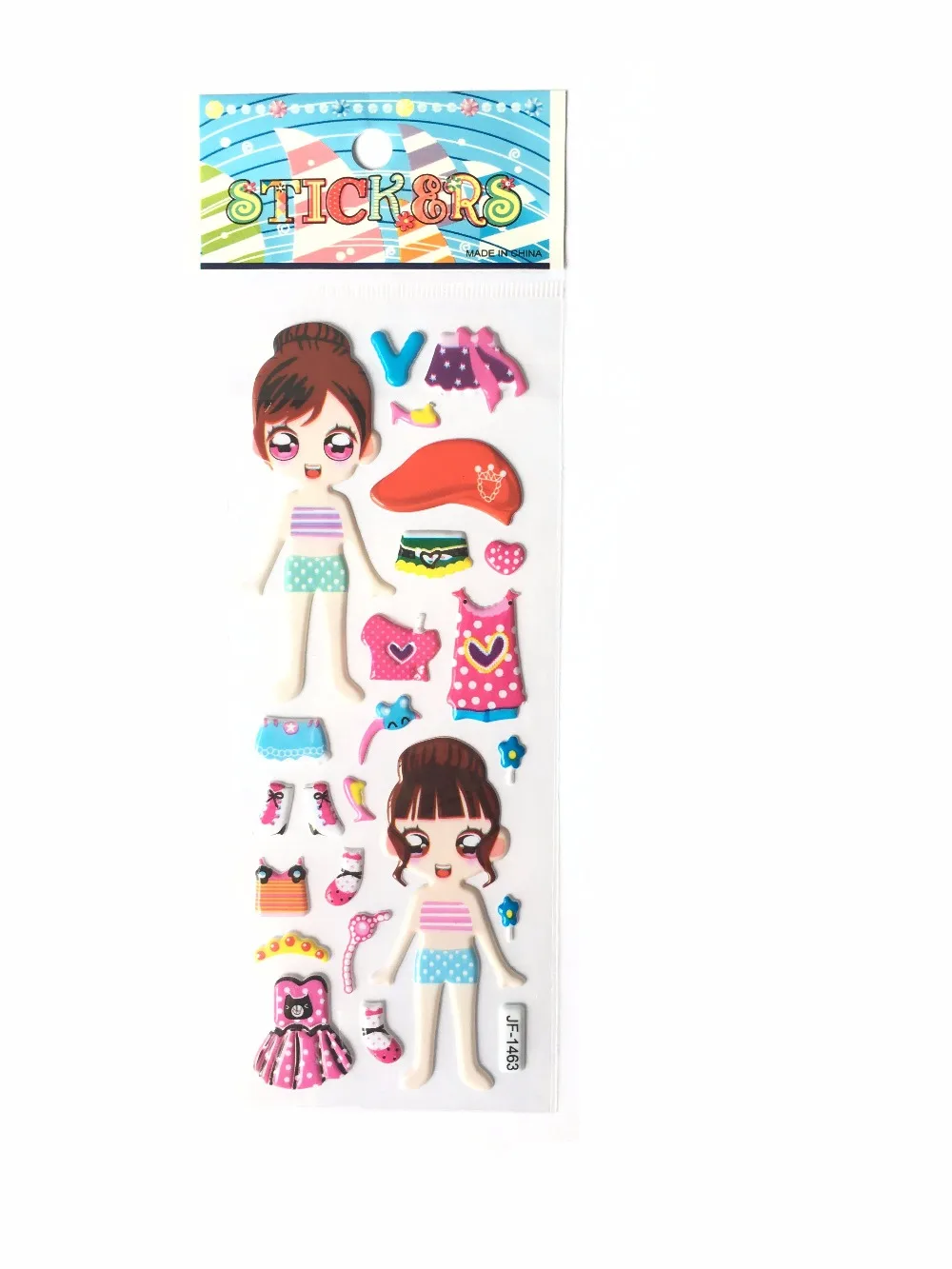 12 листов красивые милые девушки Наряжаться наклейки ПВХ Bubble Kids раннего обучения игрушки