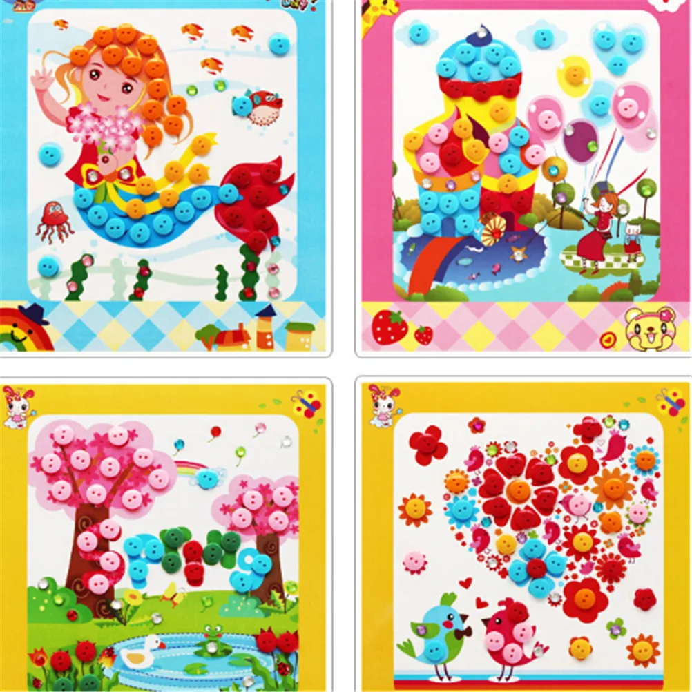 Creative kids Sticky Art Educational Handmade Toys DIY Button to Craft