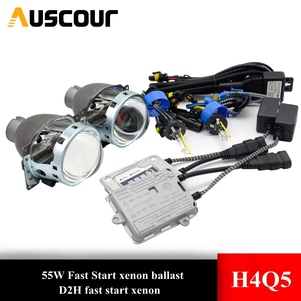 

2pcs 3.0 inch H4Q5 Bi xenon hid Projector lens metal holder D2S D2H xenon kit bulb headlight H4 model car styling Modify