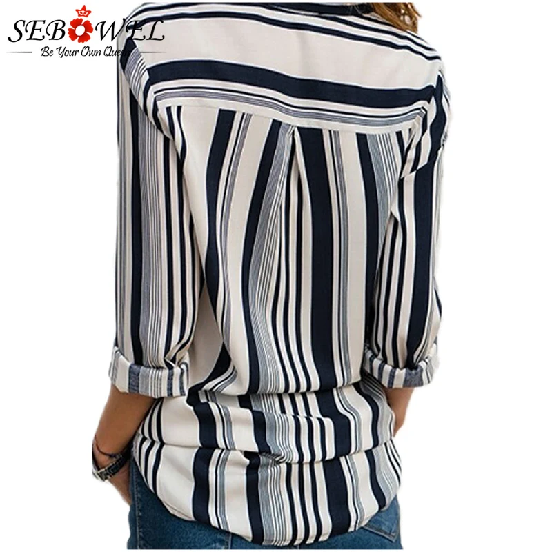 White-Navy-Striped-Modern-Women-Shirt-LC251389-1-2 