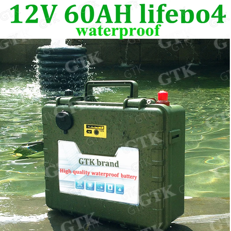 

waterproof 12.8V 12v 60ah lifepo4 lithium battery USB port BMS 4S for RV traffic sign inverter Exploration scooter + 6A charger