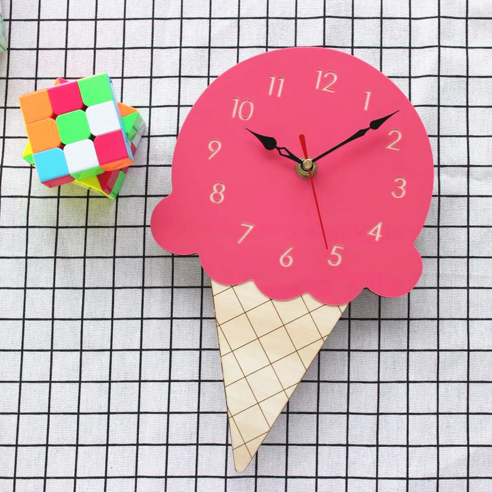 

Cute Cartoon Acrylic Ice Cream Creative Wall Clocks for Kids Children Bedroom Living Room Home Decor Relogio De Parede