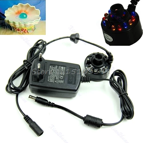 

12-LED Ultrasonic Mist Maker Fogger Water Fountain Pond With Electronic Transformer G08 Drop ship