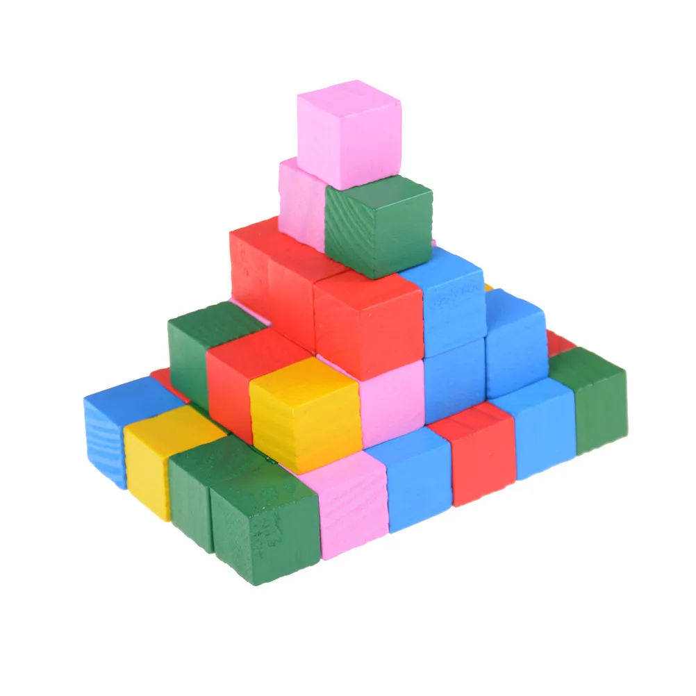 Buy 1pack Montessori Colorful Wood Cube Blocks Bright