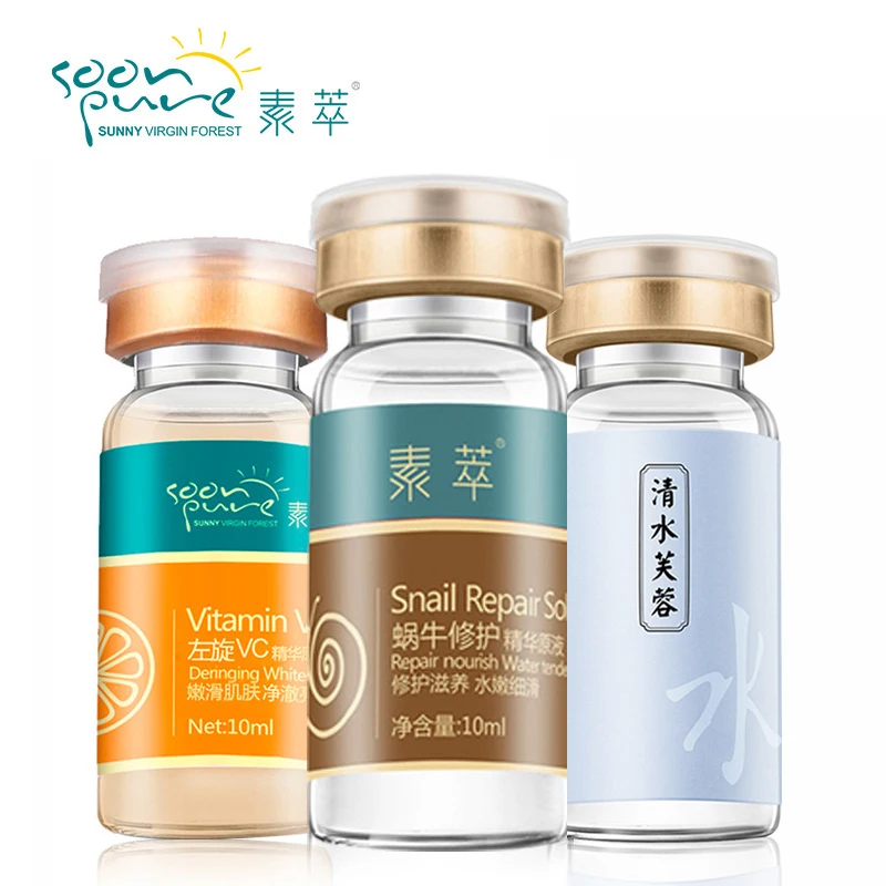 

SOONPURE 2pcs Snail Repair Essence Hyaluronic Acid Moisturizing VC Whitening Serum Lift Firming Beauty Removal Freckle Skin Care