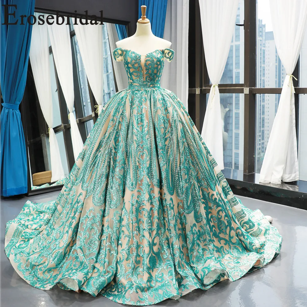 Erosebridal бисера зеленые длинные винтажные вечерние платья 2019 с часовым шлейфом