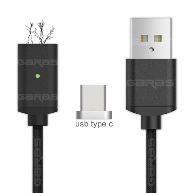 Магнитный кабель usb type C для iPhone samsung type C кабель быстрого зарядного устройства для мобильного телефона Магнитный кабель Micro USB зарядное устройство для передачи данных - Цвет: Black-type c