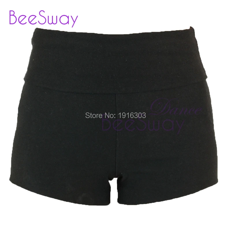 Black Dance Shorts Gymnastics Leotard for Girls Adult High Waisted