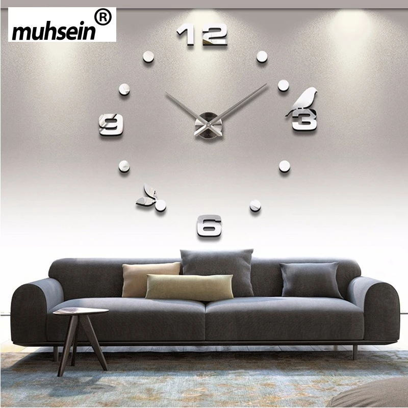 Muhsein завод 2020 новый современный DIY Черный кот птица кварцевые настенные часы домашний декор Orologio Muro гостиная