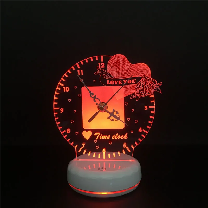 Chiclits Novelty Time Clock 3D LED Table Lamp USB Touch Remote Control Night Light With Multicolor I Love You For Kid Bedroom (8)
