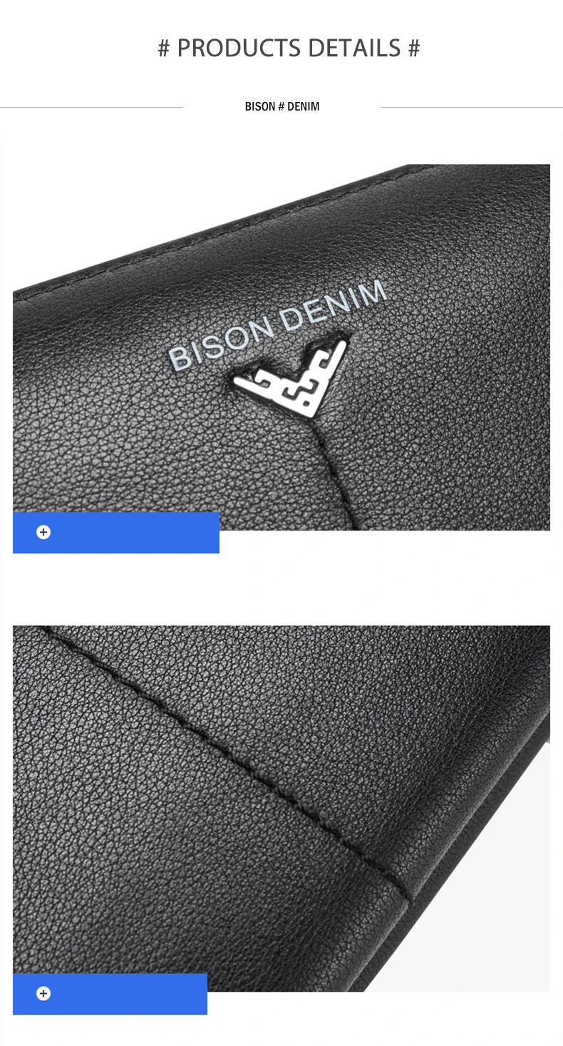 BISON DENIM мужской кошелек из натуральной кожи, Большая вместительная сумка для телефона, мужской кошелек для монет, клатч из коровьей кожи, держатель для карт, кошелек N8225