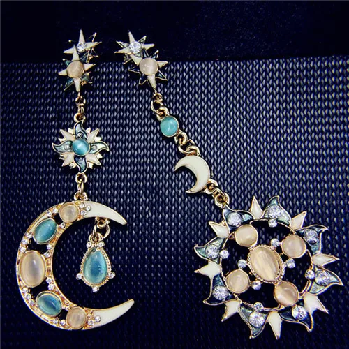

SHUANGR Brand Earrings Style ! Statement Drops Stars Gem Bohemian Sun Moon Earrings Jewelry For Women Wholesale brincos grandes