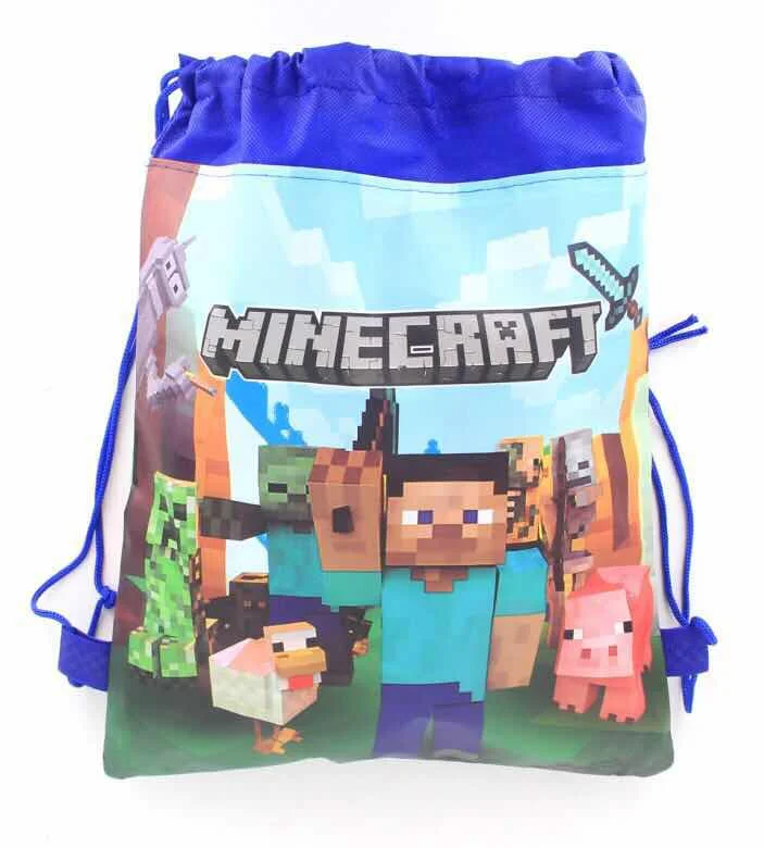 

2pcs drawstring bags cartoon design drawstring bags Mine Craft theme party decoration Mine Craft string bags Mine Craft party