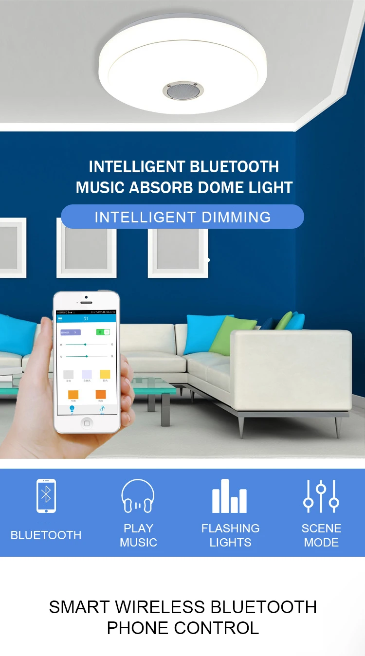 Современный Bluetooth потолочный Дистанционное управление освещением и приложение умный свет для гостиной спальни с регулируемой яркостью