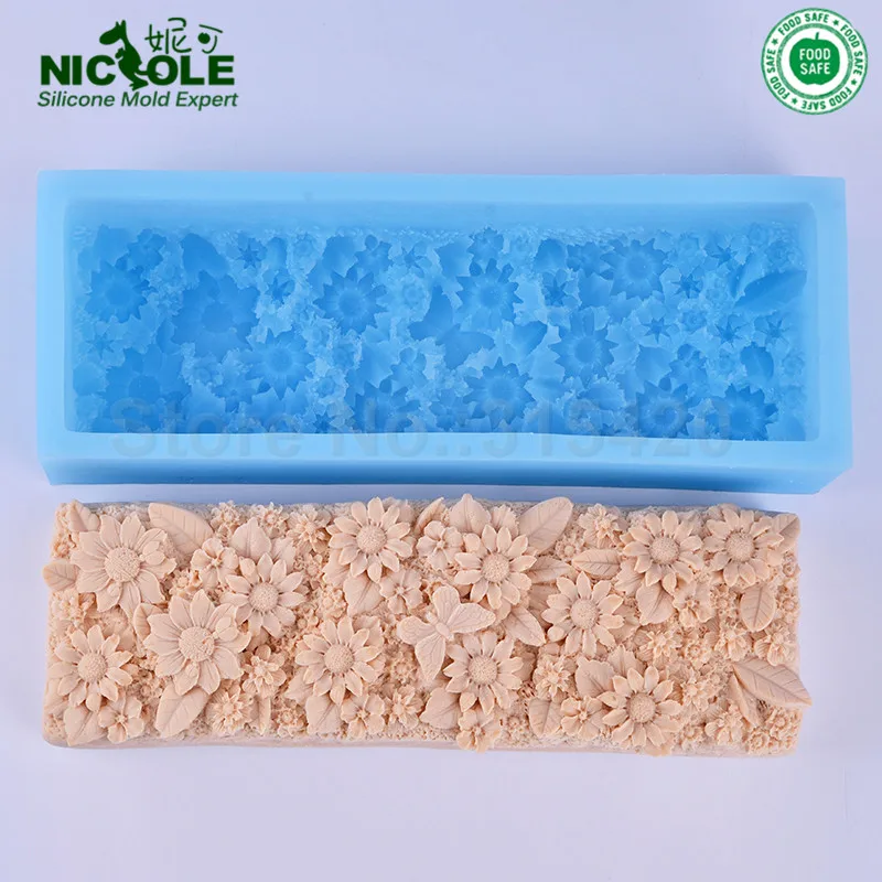 Nicole Flower Loaf Soap Molds,Handmade Silicone Flower Loaf Soap Mold,Flower Silicone Loaf Soap