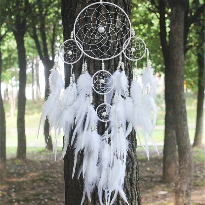 

India Style White Dream Catcher Hanging Decorations For Car Room Wall Home Wind Chimes Dreamcatchers Ornament Drop Shipping
