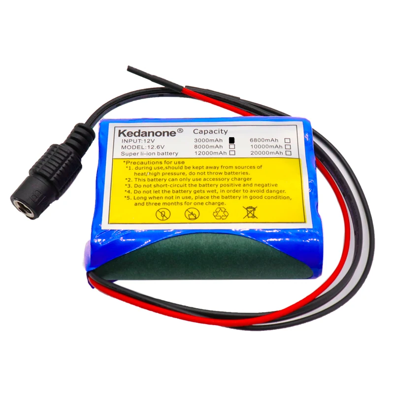 12 V 3000 mAh 18650 литий-ионная аккумуляторная батарея для камеры видеонаблюдения 3A батареи+ 12,6 V зарядное устройство+ Бесплатные покупки