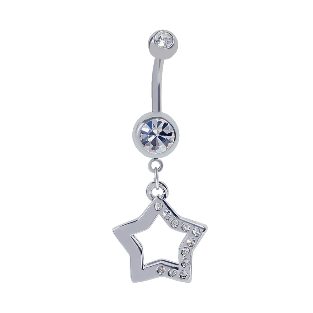 23311 New Charm Dangle Rhinestone Heart Style Body...