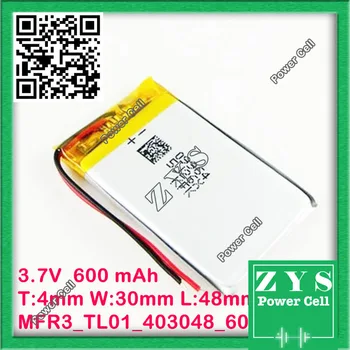 

Safety Packing (Level 4) 3.7V,600mAH,[403048] PLIB / polymer lithium ion / Li-ion battery for GPS,mp3,mp4,cell phone,speaker,DVR