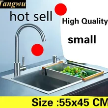 Бытовая балкон кухня ручная раковина одинарная мойка vogue стандарт 304 нержавеющая сталь Горячая маленький 550x450 мм