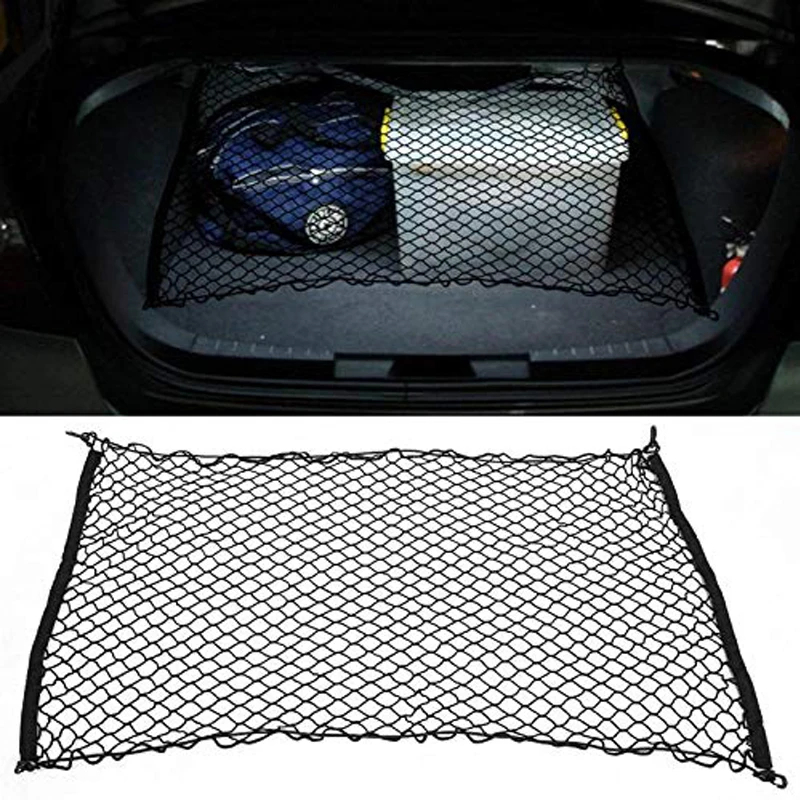 

Car Trunk Nets 120 x 70 cm Elastic Strong Nylon Cargo Luggage Storage Organizer Net Mesh With Hooks For Car Van Pickup SUV MPV