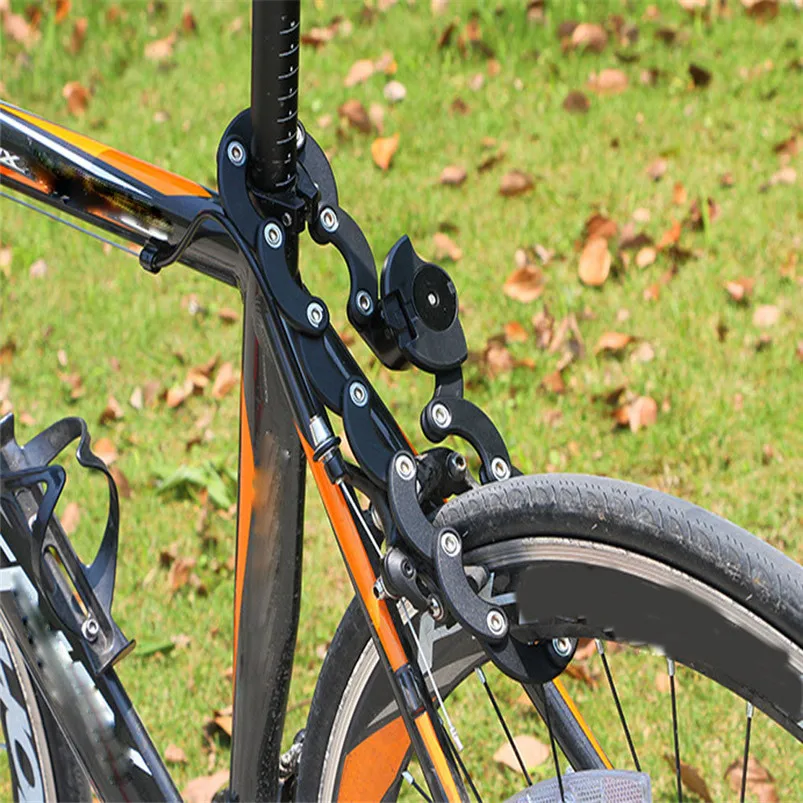 2018 New Strong Security Anti-theft Bicycle Lock Chain Foldable Lock Hamburger Lock Black Locks Cycle Security #5S20 (1)