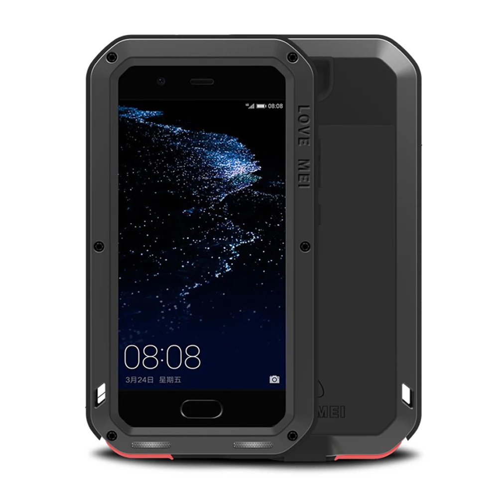 

LOVE MEI Powerful Case for Huawei P10 Plus Armor Aluminum Metal Waterproof Shockproof Case Cover for Huawei P10+Tempered Glass