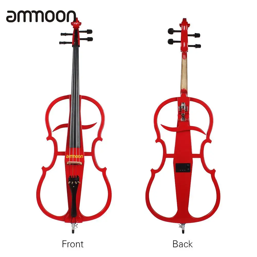 Ammoon 4/4 Violoncello цельная деревянная электрическая Виолончель эбеновая фурнитура в стиле 1 с высококачественным Тюнером для наушников Gig Bag