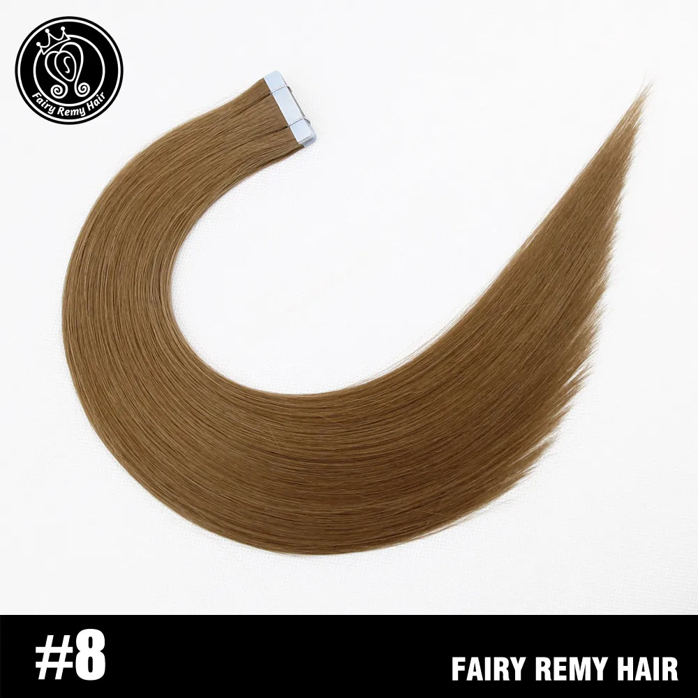 Сказочные волосы remy, 2,0 г/шт., 18 дюймов, человеческие волосы remy на ленте для наращивания, цветные волосы на ленте для наращивания, кожа, уток, Cheveux для наращивания, 40 г - Цвет: #8