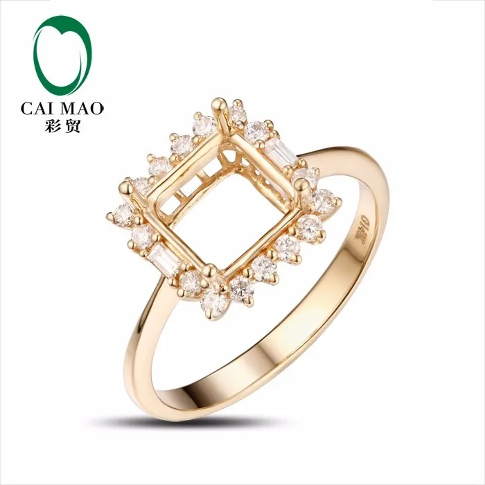 CaiMao Princess cut Semi Mount кольцо настройки и 0.46ct АЛМАЗ 14k желтое золото драгоценный камень обручальное кольцо ювелирные украшения