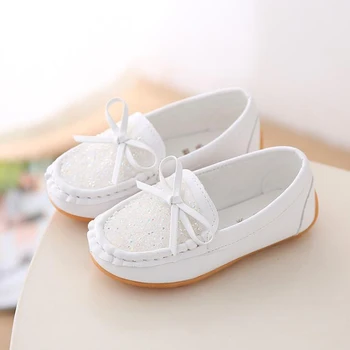 

Girls shoes 2020 spring high quality fashion crystal kids princess loafers butterfly-knot decor non-slip toddler shoes