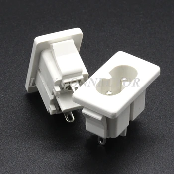 

10PCS IEC320 C8 white Male Plug Power socket 2P Connector copper Switch AC-027